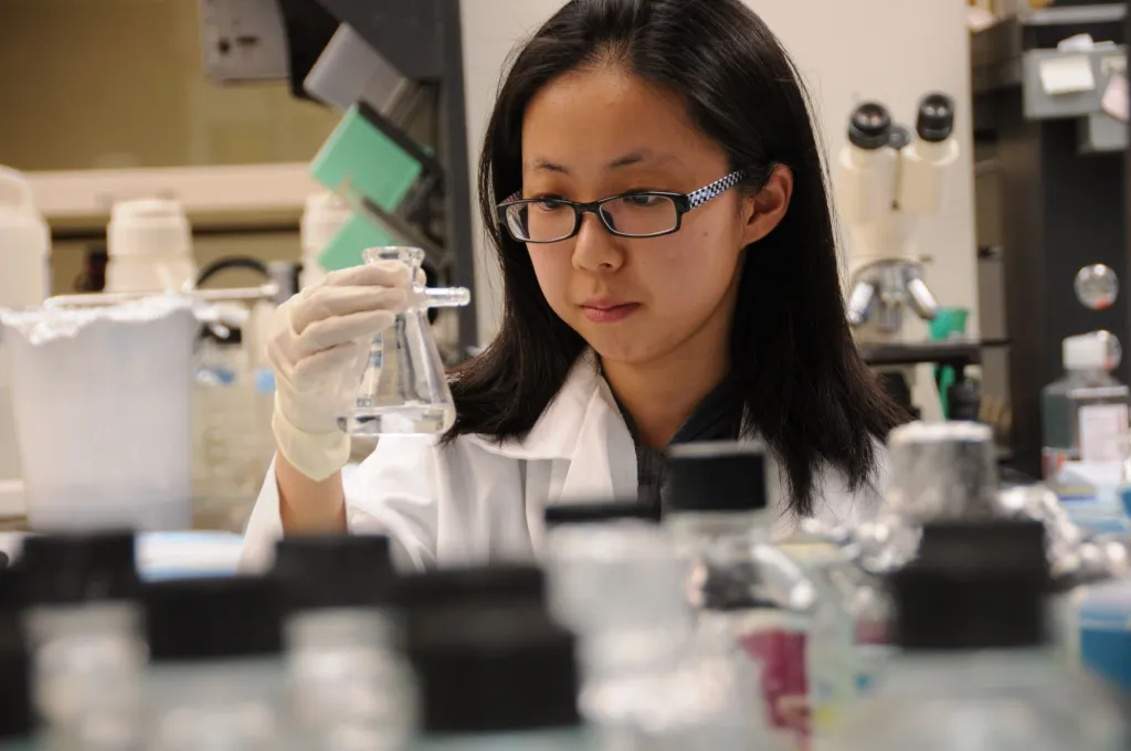 student working in a lab